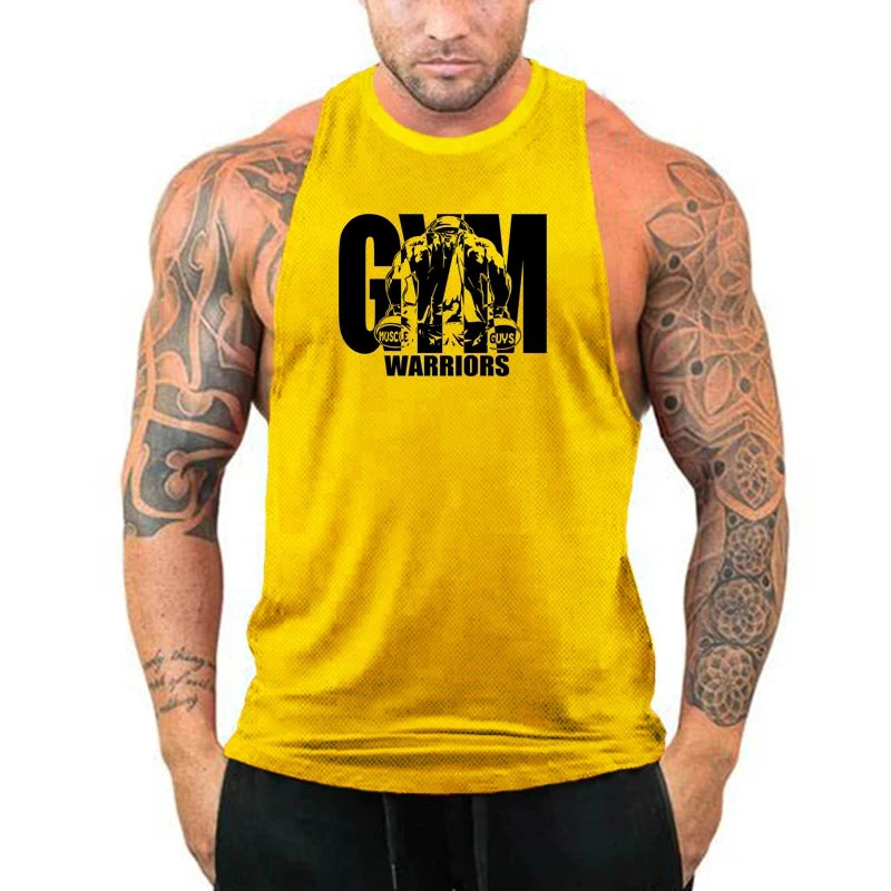 Gym Bodybuilding Workout Muscle Tank Tops Summer Cool Cotton Breathable Sleeveless T-Shirts Mens Fitness Running Sport Singlets