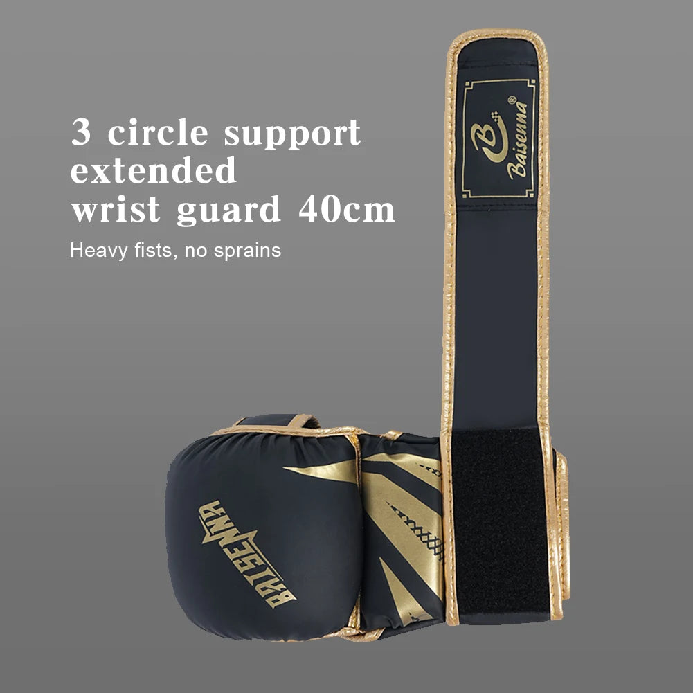 Half Finger Boxing Gloves PU Leather Heavy Punching Bag Gloves Kickboxing Gloves Boxing Training Accessories for Adult Children