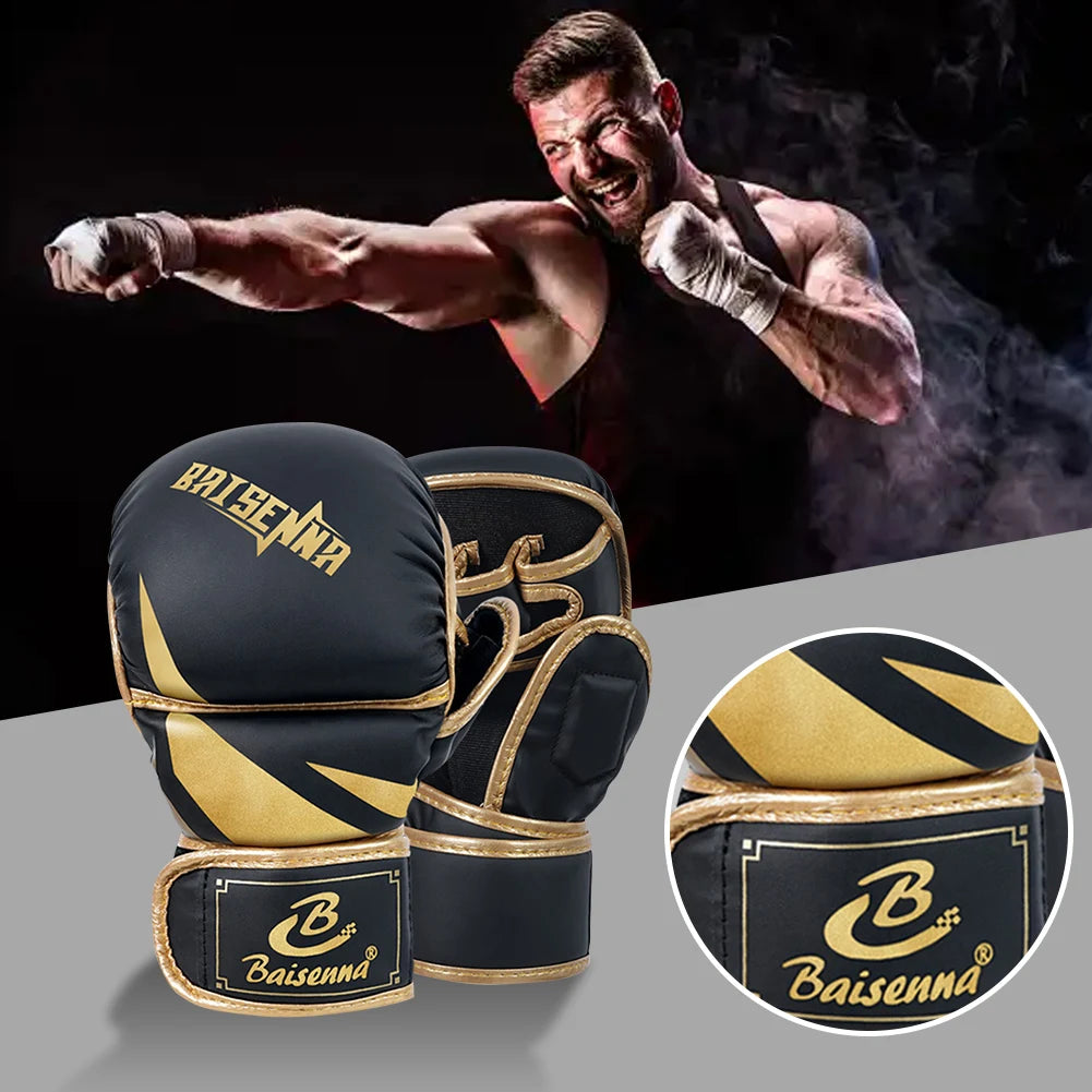 Half Finger Boxing Gloves PU Leather Heavy Punching Bag Gloves Kickboxing Gloves Boxing Training Accessories for Adult Children