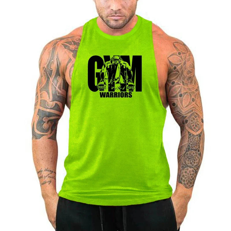 Gym Bodybuilding Workout Muscle Tank Tops Summer Cool Cotton Breathable Sleeveless T-Shirts Mens Fitness Running Sport Singlets
