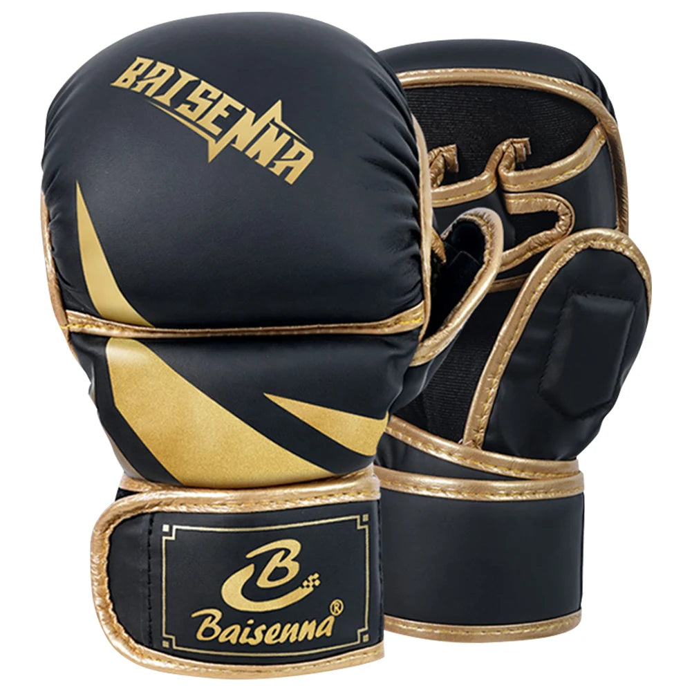 Half Finger Boxing Gloves PU Leather Heavy Punching Bag Gloves Kickboxing Gloves Boxing Training Accessories for Adult Children
